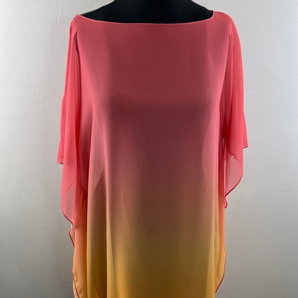 Seductive Wear Orange Yellow Tunic Blouse Top Boat Neck Cover Up Size M Medium - Picture 3 of 9